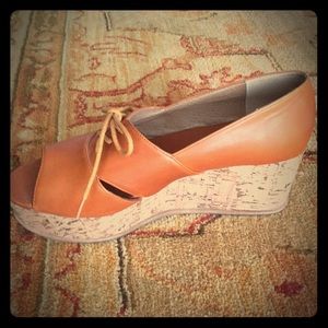Fiel Anthropologie Peep Toe Cork Platform Wedge